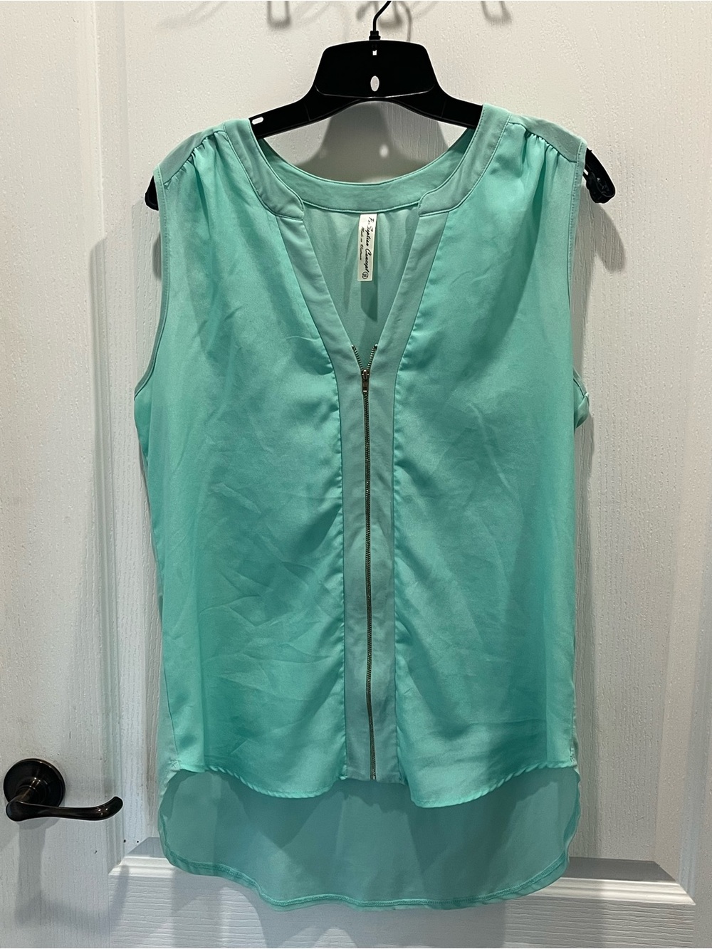 Women’s Sleeveless Mint Zip-Front Blouse XL Coral blue
